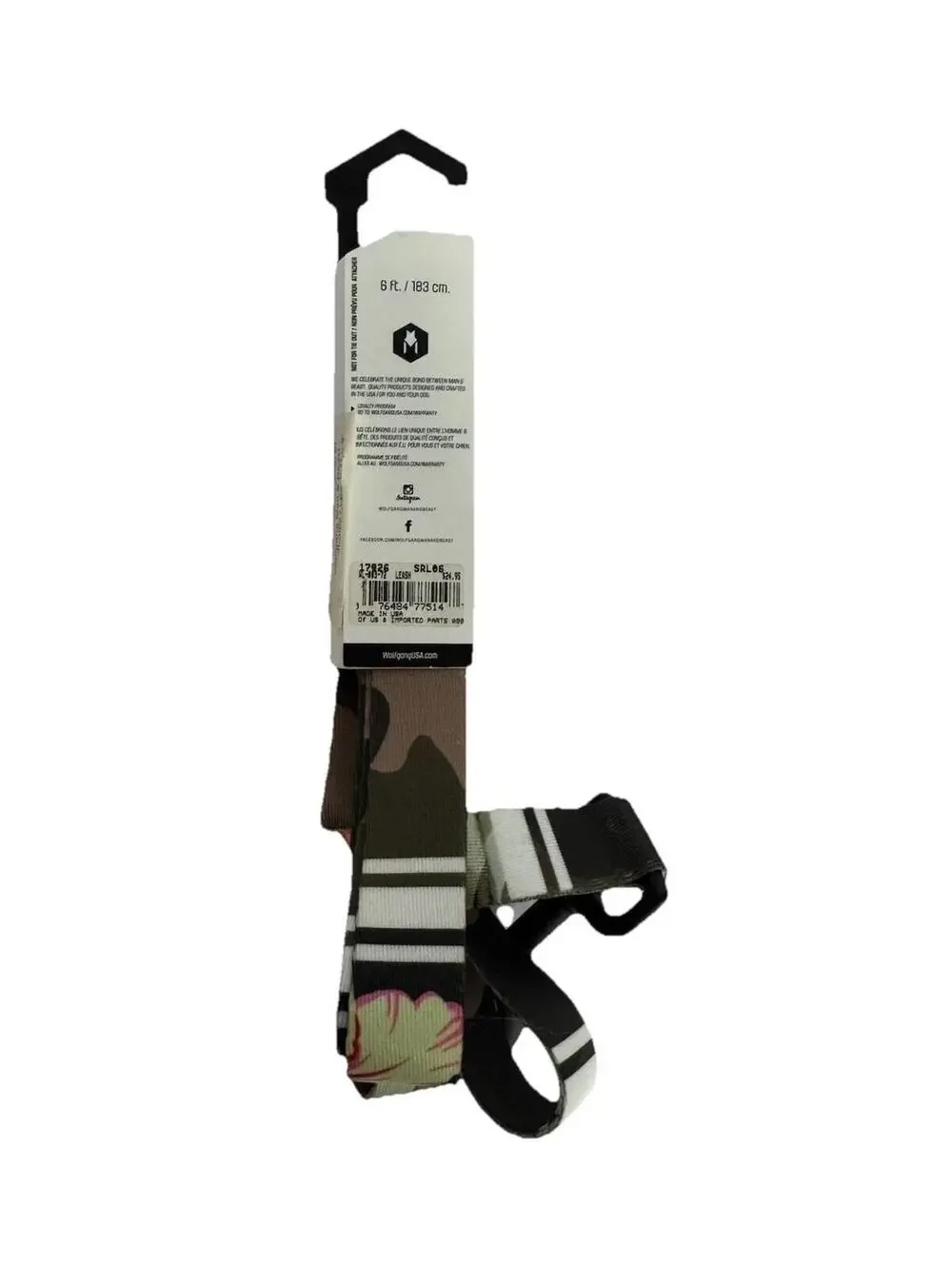 (RG) Wolfgang Man & Beast Venture Dog Leash 6ft Floral Sage Pink Heavy Duty Made